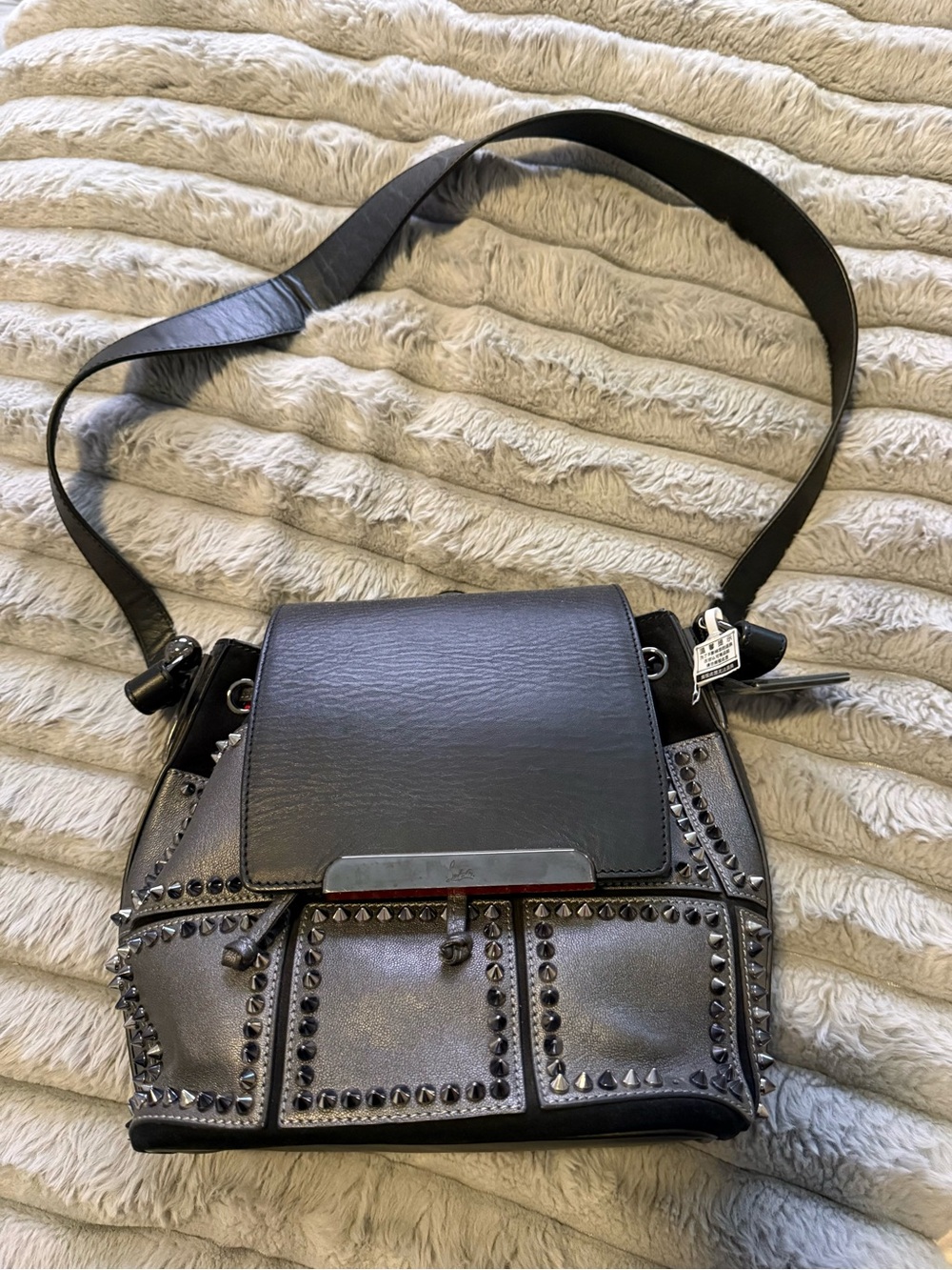 Christian Louboutin Black Studded Leather Backpack - Picture 2 of 9